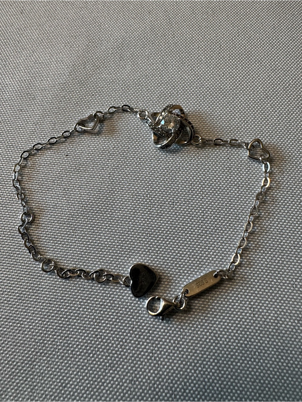 Delicate Sterling-Style Heart Chain Bracelet in Silver